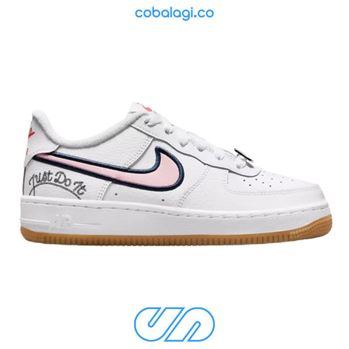 NIKE Air Force 1 LV8 Just Do It White Gum Pink Glaze GS ORIGINAL RESMI
