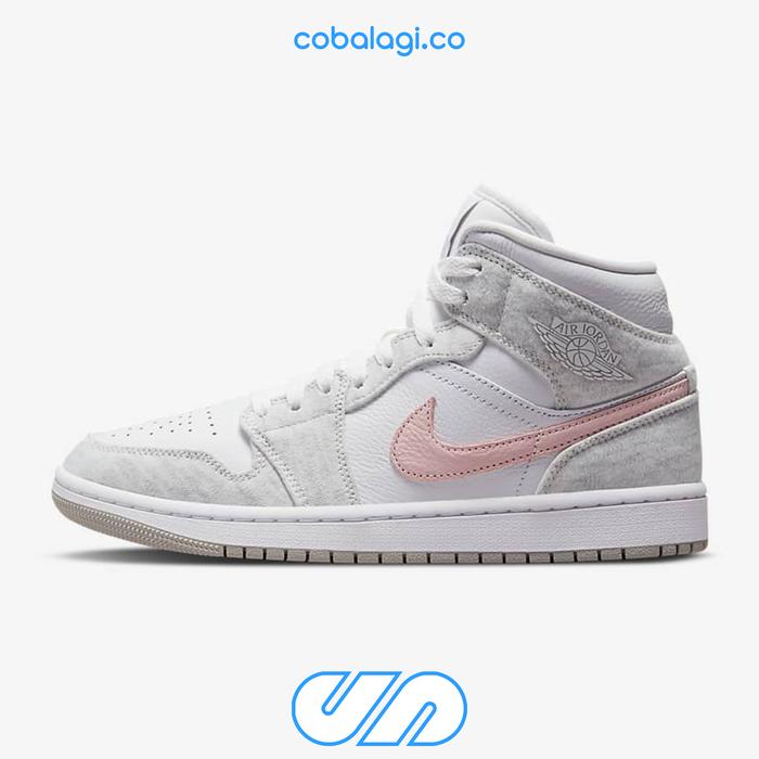 NIKE Air Jordan 1 Mid SE Womens Light Iron Ore White Pink Atmosphere