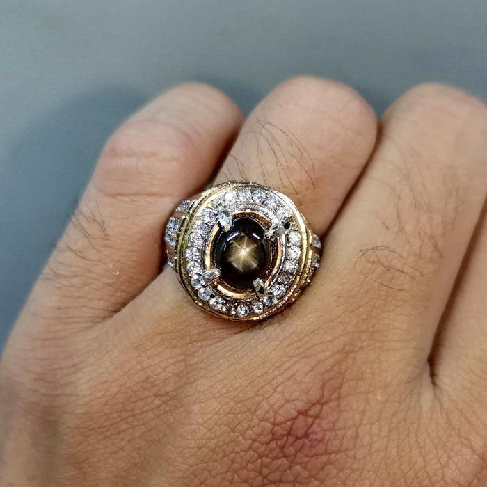 Cincin Permata Black Safir Star Bangsing