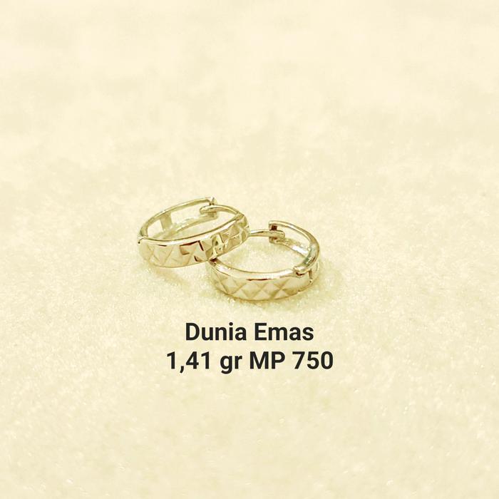 Anting Model Jepit Ukiran, Berat 1,41 gram, Emas Putih 750