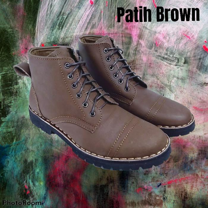 SEPATU BOOTS PRIA KULIT ASLI SAPI CH PIEDE ROOMY ORIGINAL BRANDED TAN
