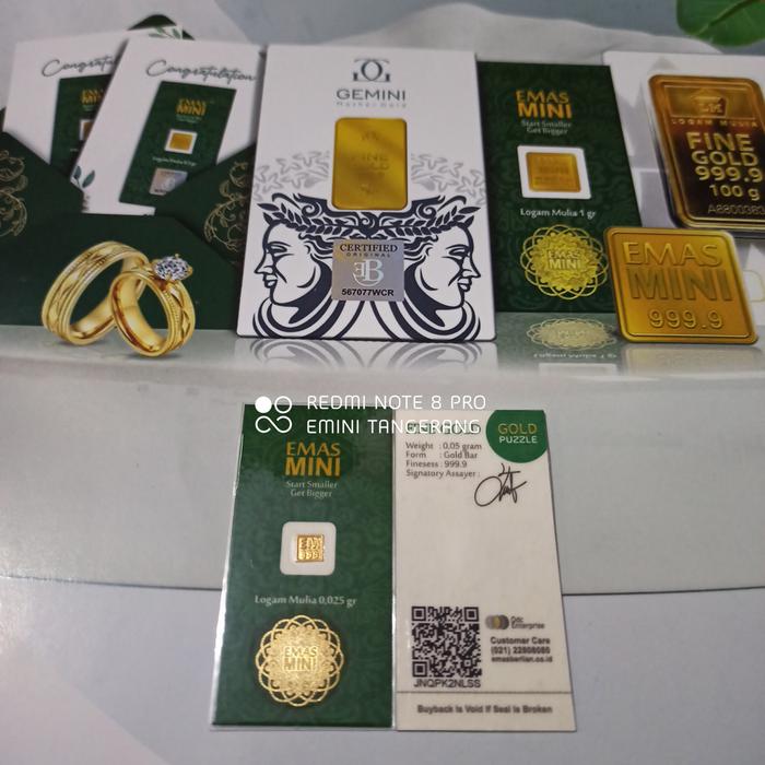 Emas mini 0.025gr / emas murni / logam mulia + Kwitansi