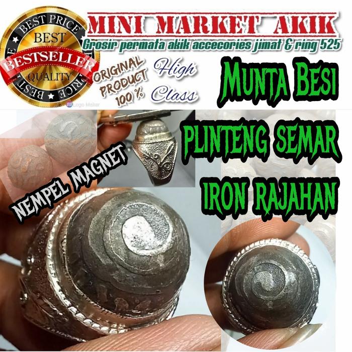 Batu akik mus tika munta besi rajahan nempel magnet / plinteng semar