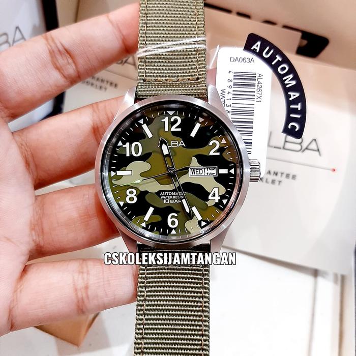 JAM TANGAN PRIA ALBA AL4267X1 AL4267 AUTOMATIC GREEN ARMY ORIGINAL