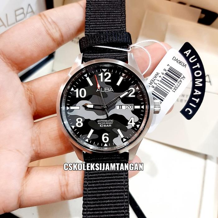JAM TANGAN PRIA ALBA AL4273X1 AL4273 AUTOMATIC BLACK NYLON ORIGINAL