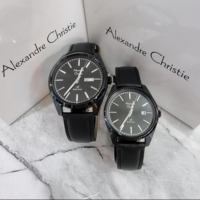 Jam Tangan Couple Alexandre Christie Ac 1025 ME/LE Leather Steel