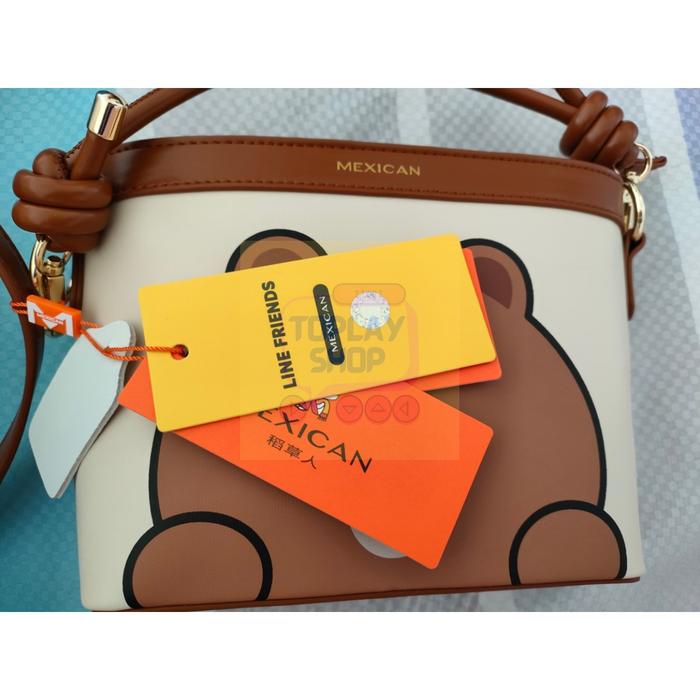 Official Line Friends x Mexican Tas Selempang Bag Premium Brown / Cony