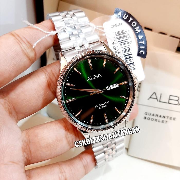 JAM TANGAN PRIA ALBA AUTOMATIC AL4235X1 AL4235 GREEN DIAL ORIGINAL