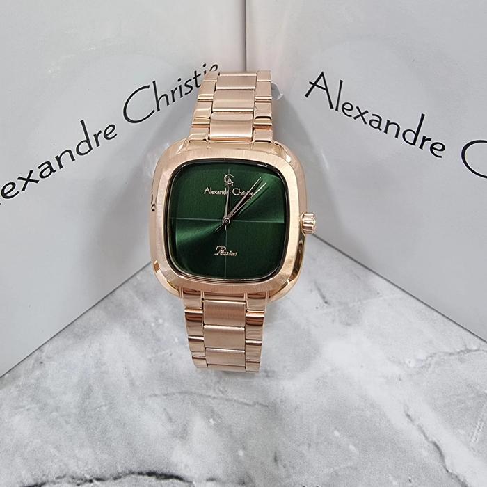 jam tangan wanita original alexander christie ac2982LH rosegold green