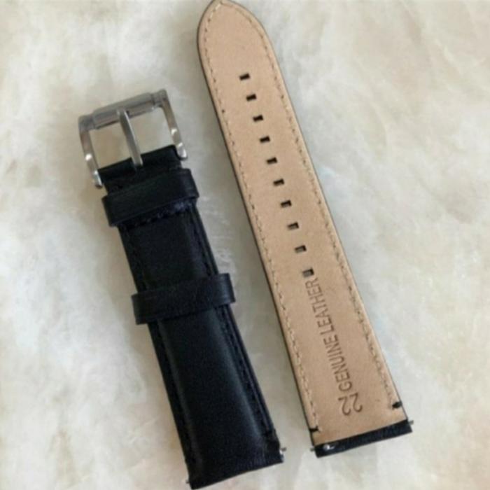 Tali Kulit Jam Fossil Leather Strap Fossil Original+pen 22mm hitam