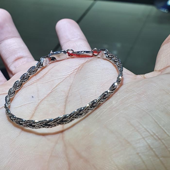 gelang coker putih kepang emas 750