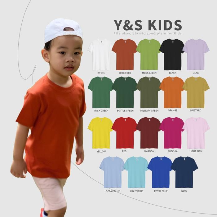 Kaos Polos Anak Y&S Ultra soft Kids katun combed 30s lembut dan nyaman