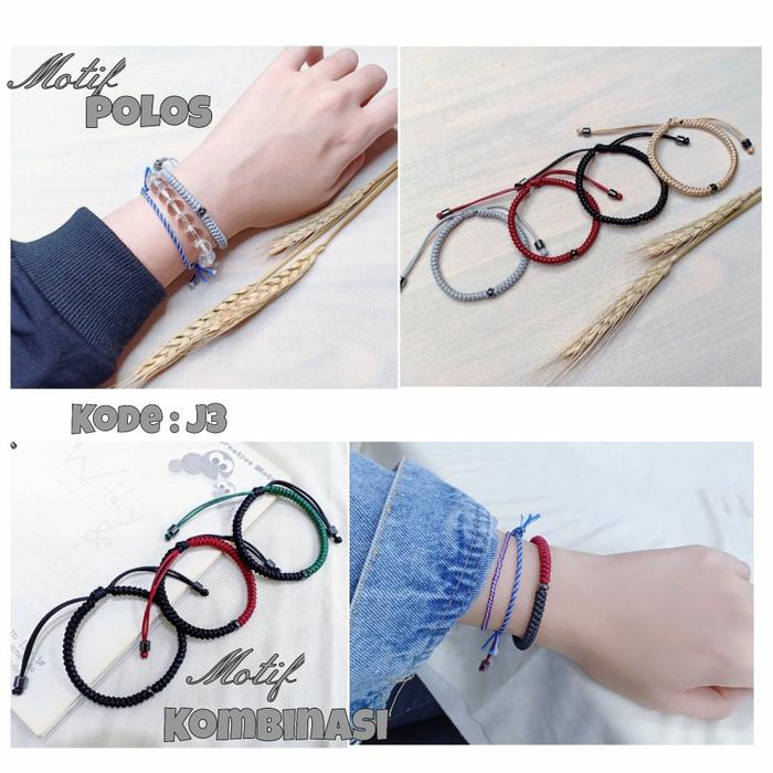 Gelang Tangan Sliding Knot Tali Korea J3 Pria Wanita Bracelets
