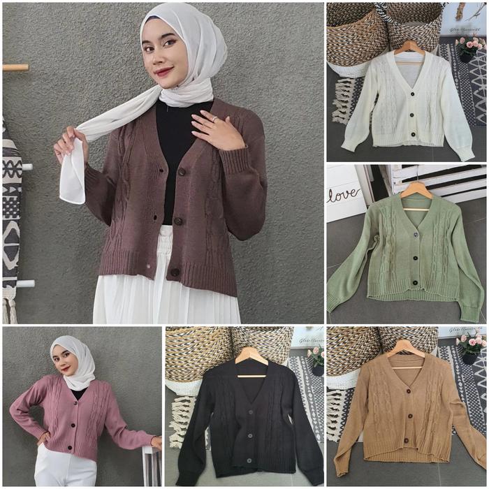 fuji cable cardie/cardigan fuji/cardigan cable button banyak warna