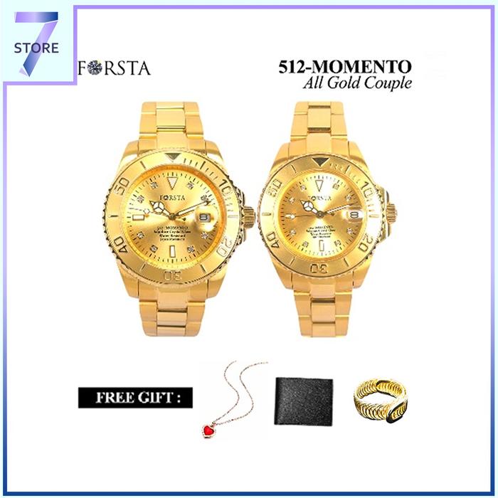JAM TANGAN PASANGAN FORSTA MOMENTO ALL GOLD - COUPLE ORI