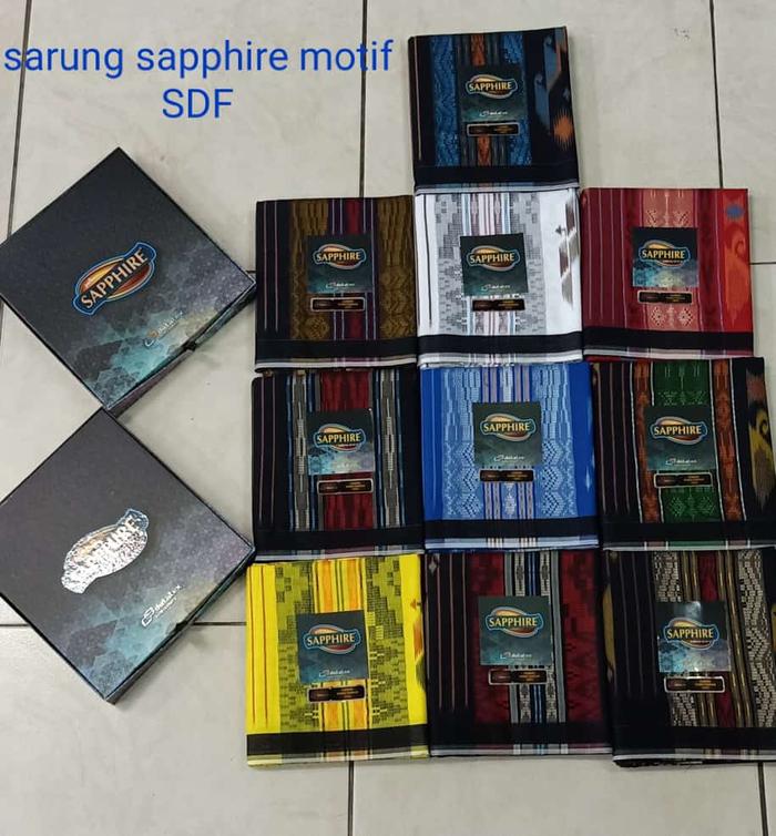 Grosir 10pcs - Sarung Tenun Sapphire Kembang Motif SDF