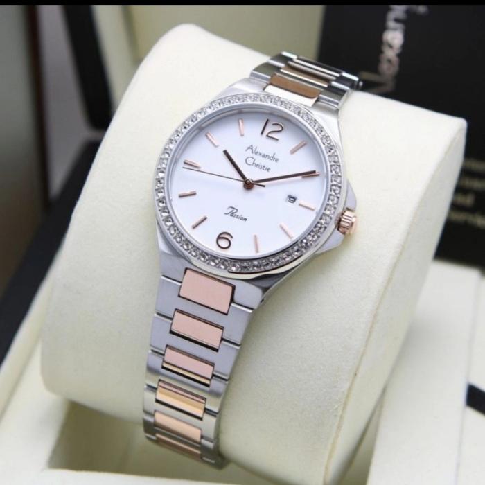 jam tangan wanita original alexander christie ac2981LD rosegold silver