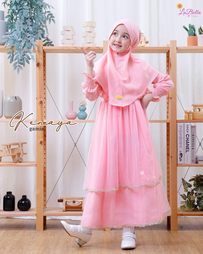 KNY 10 Baju Muslim Setelan Gamis Anak Labella Kenaya Rose Pink