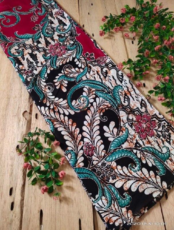 kain batik asli pekalongan warna coklat motif daun putri malu