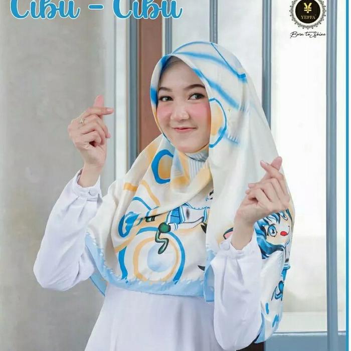 kerudung Segiempat karakter cibu-cibu by yeffa kerudung anak hijab