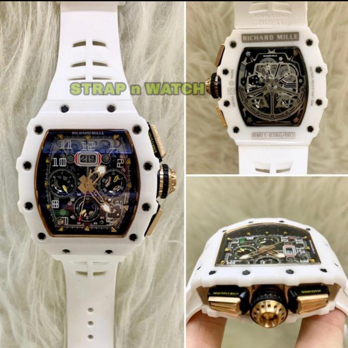 Jam Tangan RICH4RD MILL3 RM11-03 Ceramic Automatic Rubber Strap Karet