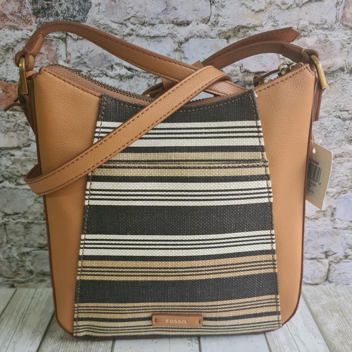 Tas Wanita Fossil Talia Crossbody Neutral Stripe