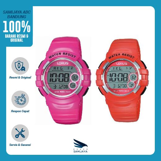 Jam Tangan Wanita Digital Lorus Pink Orange Original Resmi