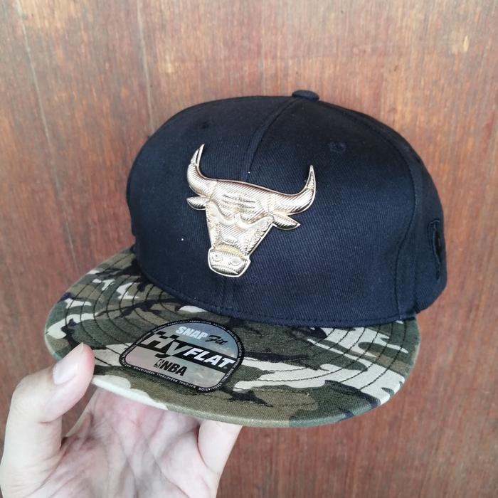 Topi Snapback NBA Hyflat Chicago Bulls Besi Two Tone Hitam Camo