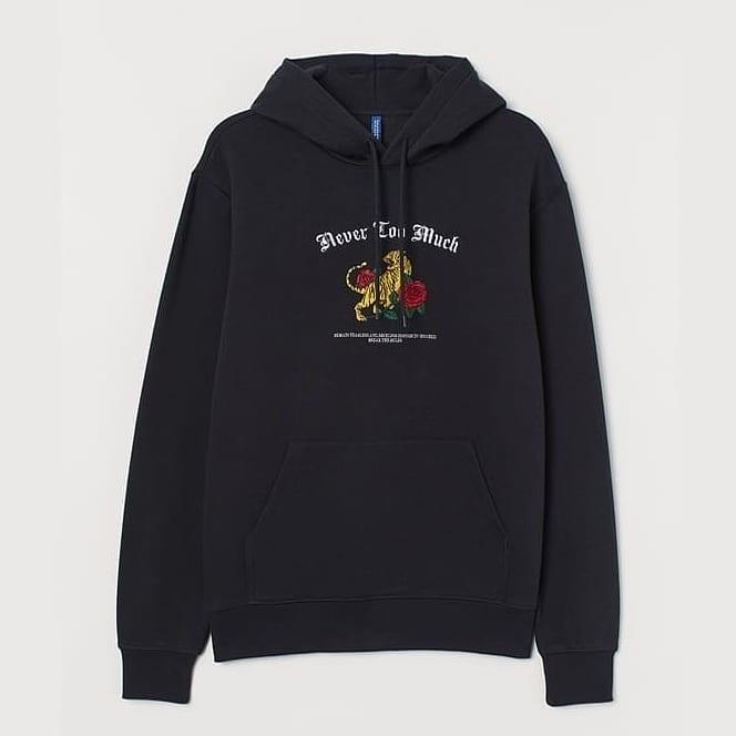 HOODIE H&M NEVER TOO MUCH BLACK