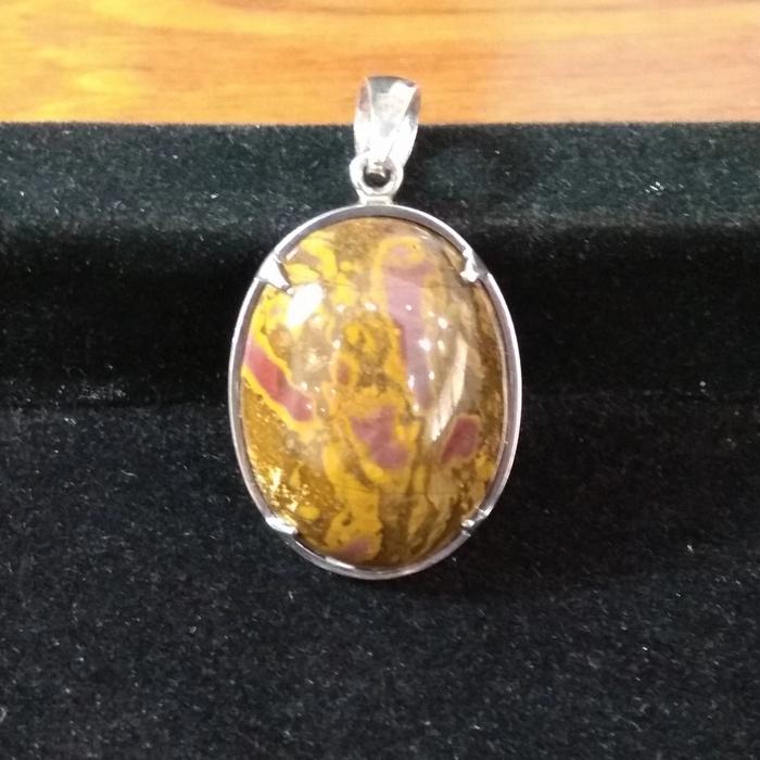 Liontin batu akik motif perak murni