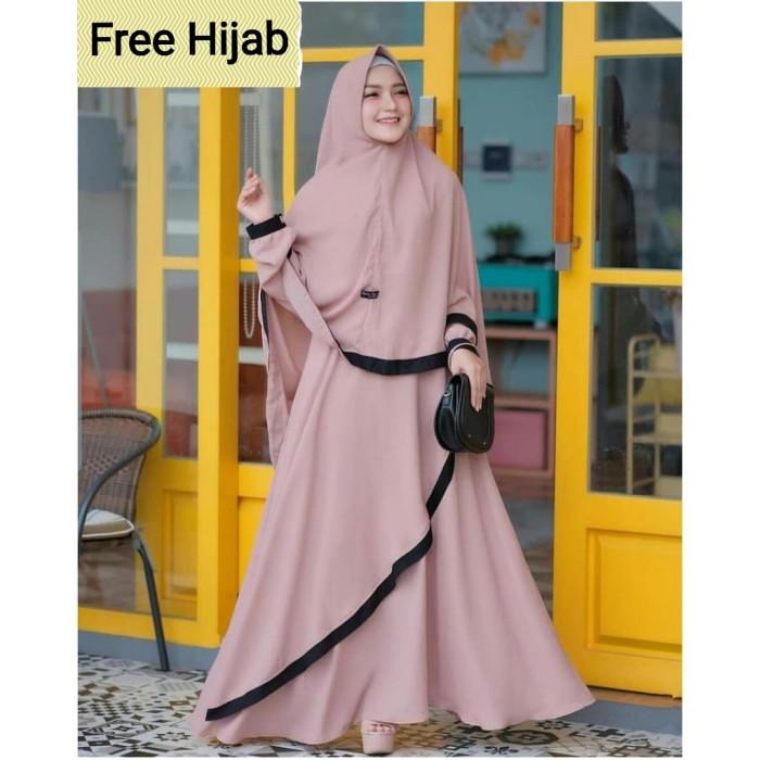 NINDI-Dress Gamis Syari Wanita Polos Busui Coklat Susu Coksu Milo Moka