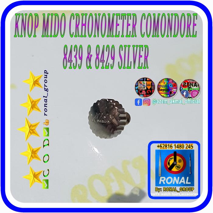 KNOP | CROWN Jam MIDO CRHONOMETER COMONDORE 8439 8429 Silver qw BAGUS