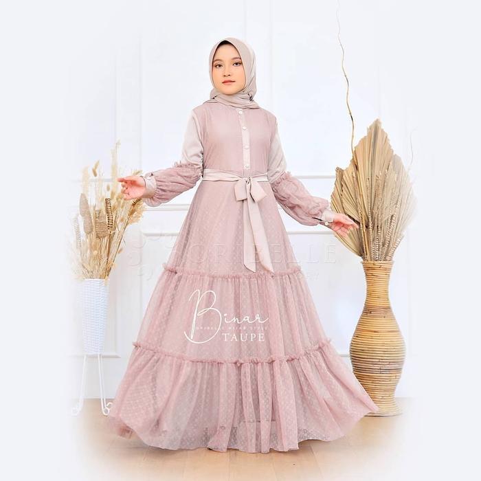 BINAR KIDS Baju Gamis Anak Tile Pesta Gamis Anak Perempuan Tanggung