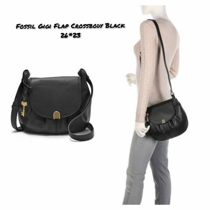 TAS WANITA BRANDED ORIGINAL - FOSIL GIGI FLAP CROSSBODY BLACK