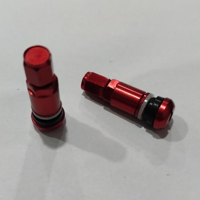 1 buah Pentil Tubeless Alloy / aluminium Warna Merah Mirip Lenso Venom 5 & 6