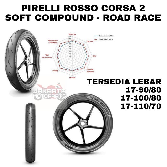 PIRELLI ROSSO CORSA 2 BAN MOTOR ROAD RACE RING 17 90/80 100/80 110/70