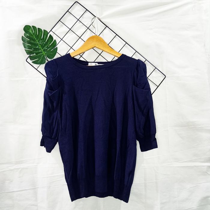 pakaian wanita ROPE PICNIC blouse rajut navy