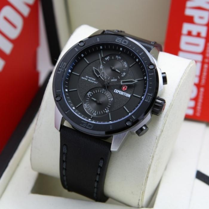 Jam Tangan Pria Expedition Original E6821 Black Silver