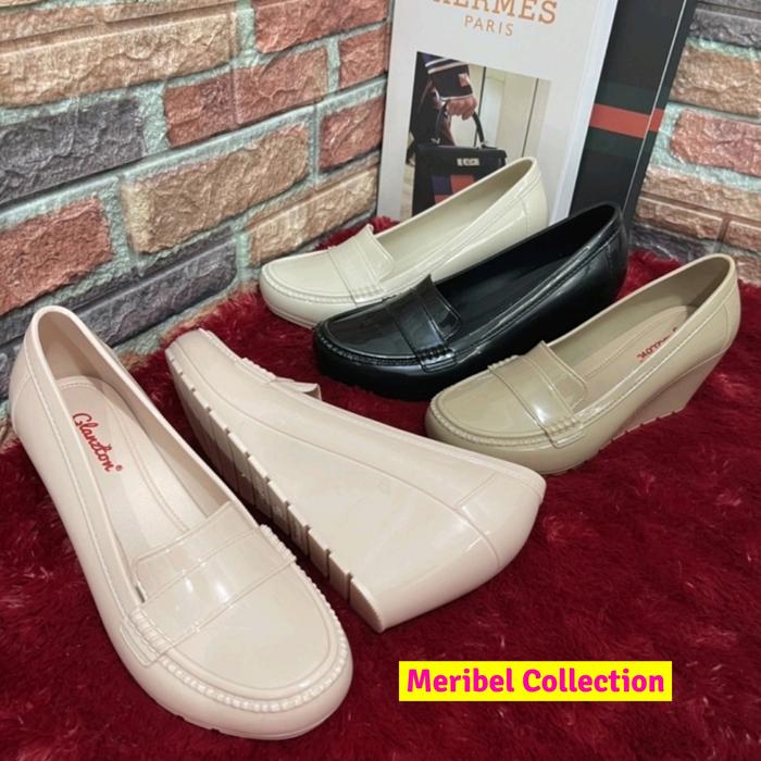Sepatu Jelly Wedges Glossy Glanzton Kualitas Premium
