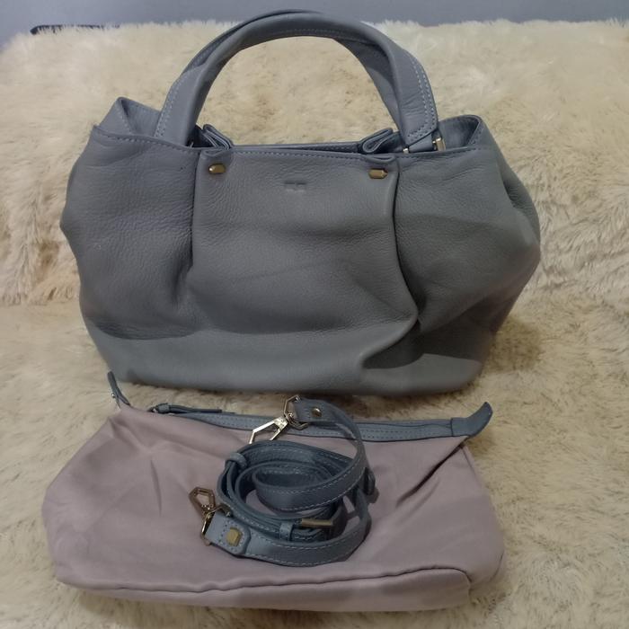 tas tangan selempang wanita abu muda pastel BEGE sling hand bag kulit