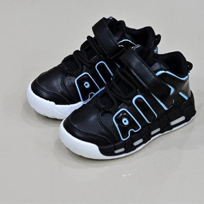 Sepatu anak air jordan uptempo black import quality