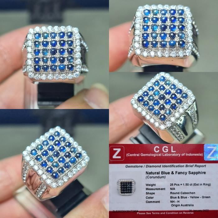 natural blue sapphire fancy sapphire set in stempel ring memo cgl