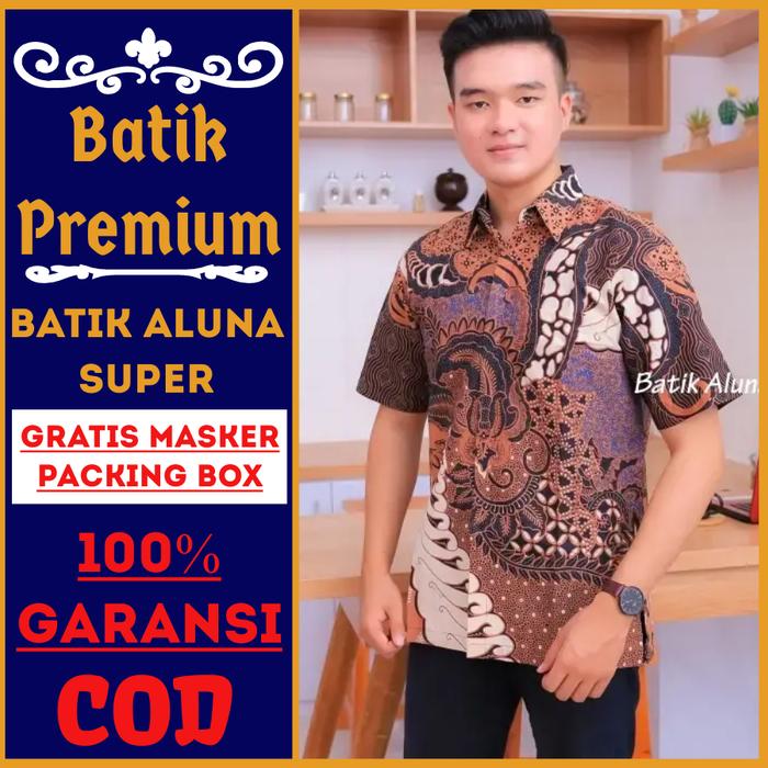 Kemeja batik pria lengan pendek premium batik keris aluna solo mewah