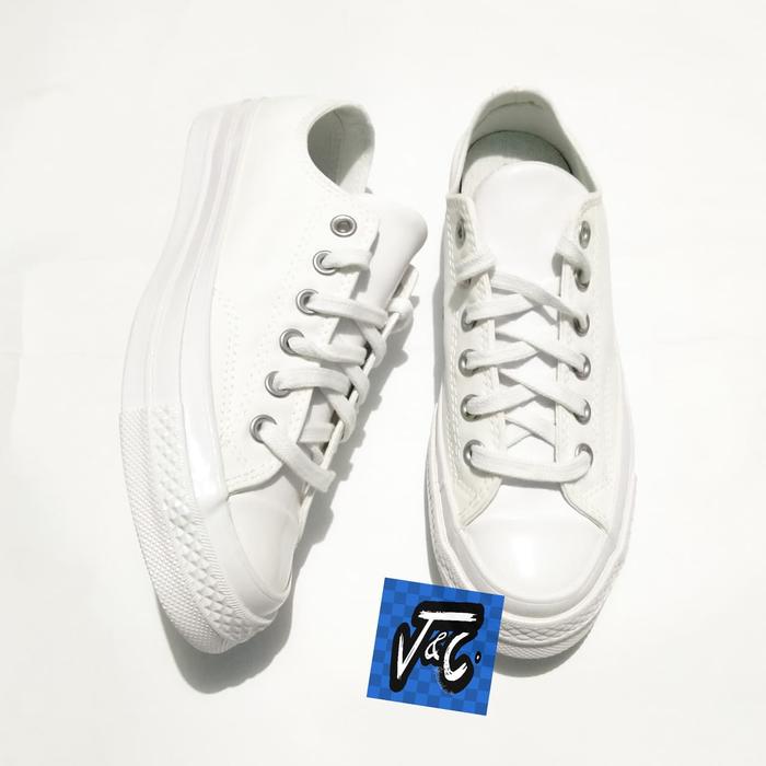 Converse Chuck 70 70s Patent Pop Leather Mono Ox White Aqua Murah