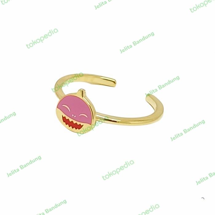 Cincin Hala Kids Baby Shark Pink Closed Eyes RI200339 9K Hala Gold