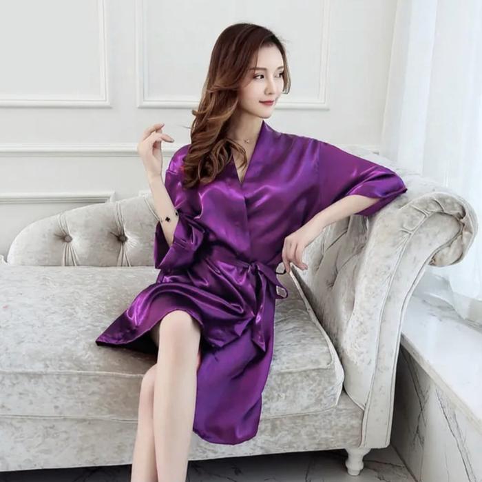 PIYAMA SEXY SATIN IMPORT BAJU DASTER KIMONO SET TANKTOP PREMIUM BIG