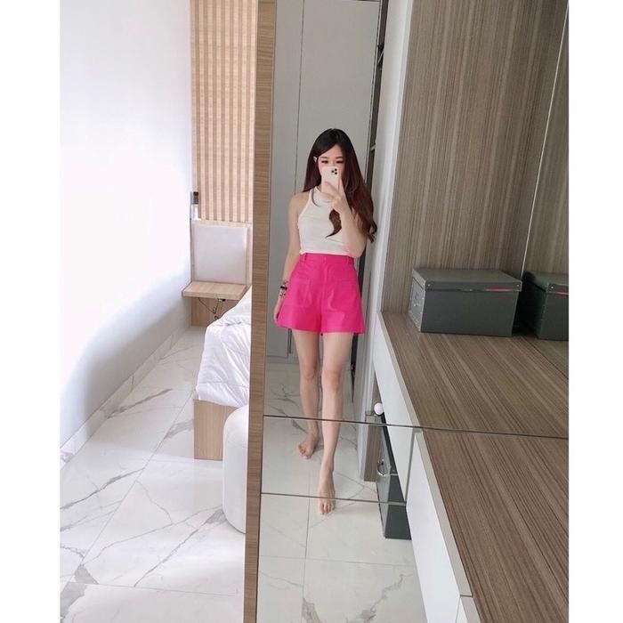 ndudshop kode 2061 celana pendek hw highwaist wanita import korea pink