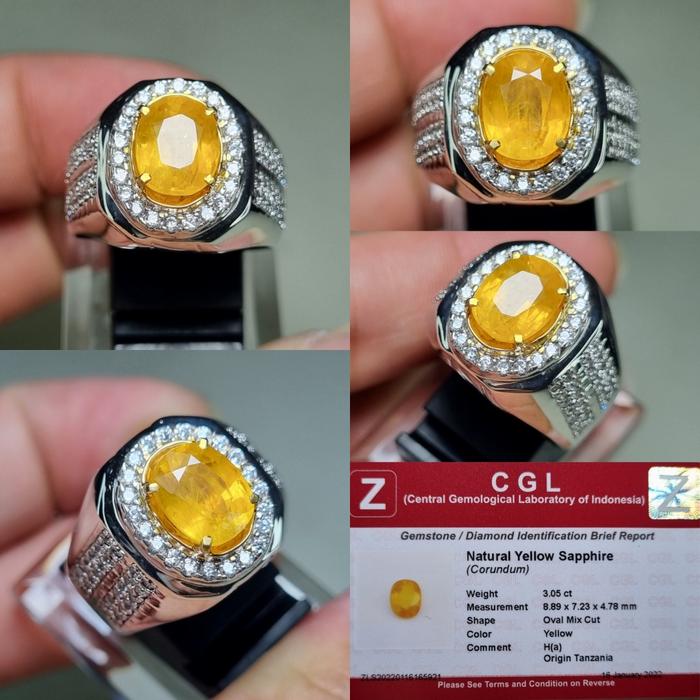 natural yellow sapphire 3.05cts memo cgl
