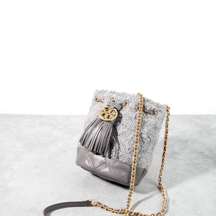 TB Fleming soft mini bucket bag carbon