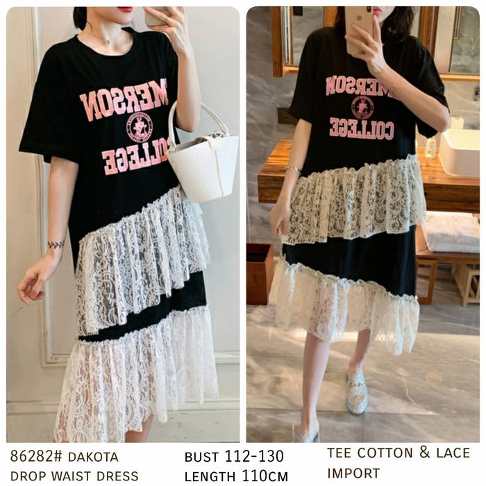Dres 86282# Dakota drop waist dress Tee Cotton Lace Brocade